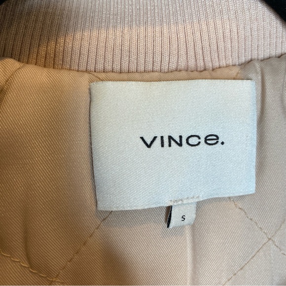 Vince Quilted Faux Shearling Lined Puffer Jacket Blush Pink Small Minimalist - Picture 4 of 11